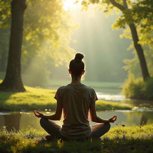 una chica meditando